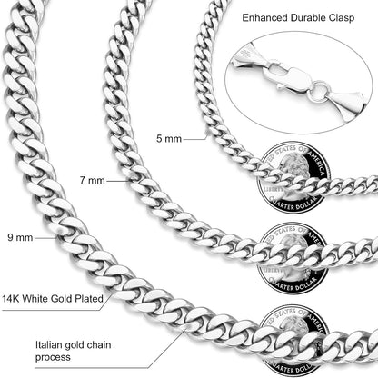 Herren Halskette Edelstahl Panzerkette 7mm 66cm Cuban Link Chain Goldkette