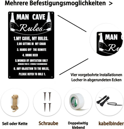 Lustiges Metall Schild Man Cave Rules Bar Dekoration