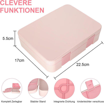 Brotdose mit Fächern 1300ml Auslaufsicher Bento-Box Lunchbox Kinder