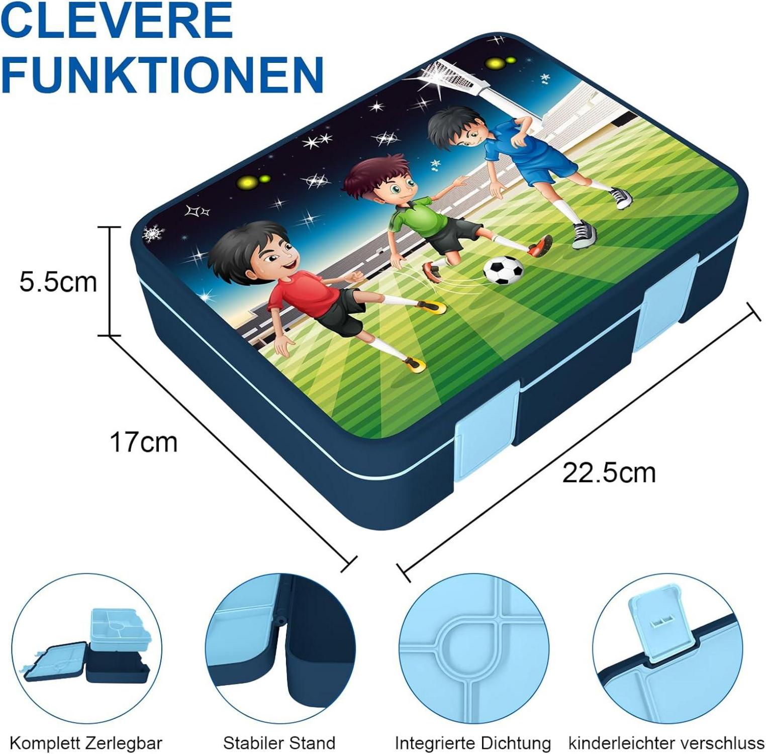 Brotdose mit Fächern Auslaufsichere Bento-Box Kinder-Lunchbox