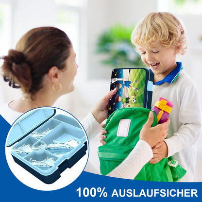 XJIANFU Brotdose mit Fächern 1300ml Auslaufsicher Bento-Box Mädchen Jungen Mikrowelle spülmaschinenfest Blau