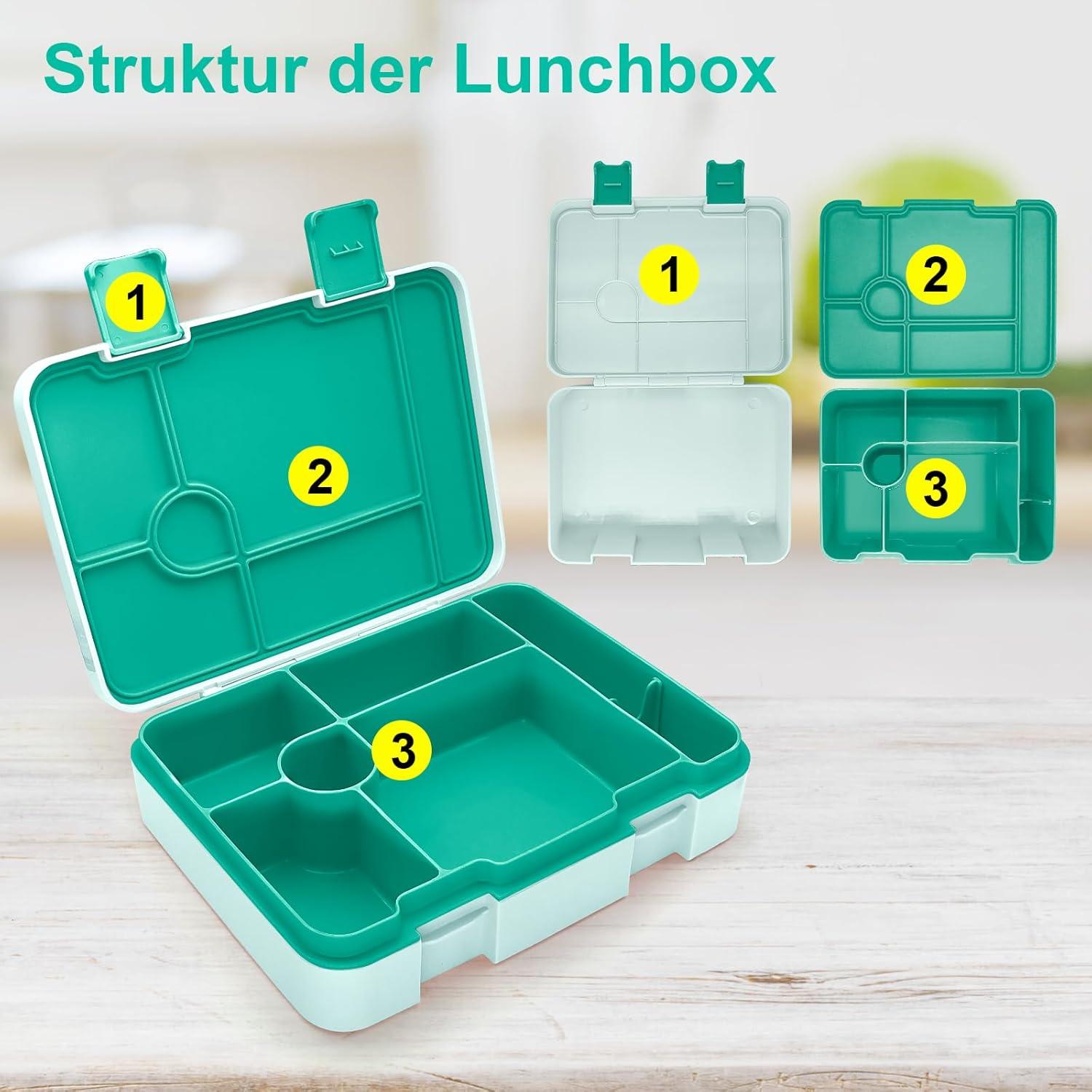 Brotdose mit Fächern 1300ml für Kinder Lunchbox