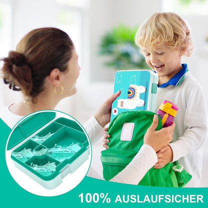 1300ml Auslaufsichere Bento Box mit 5 Fächern Grün Bento-Box für Kinder