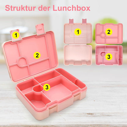 Brotdose Bento Lunchbox mit 5 Fächern 1300ml Auslaufsicher