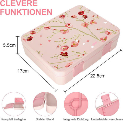 Brotdose mit Fächern auslaufsicher Bento-Box Kinder-Lunchbox 1300ml