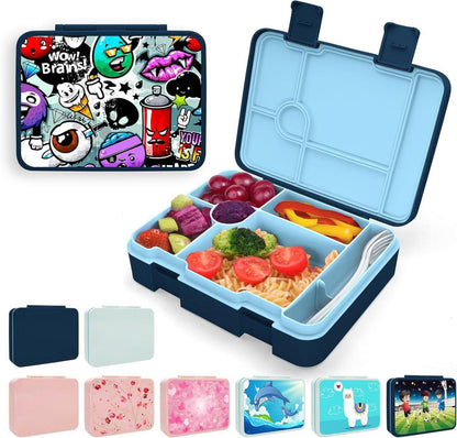 Brotdose 1300ml, Auslaufsicher Bento-Box 5 Fächer Jausenbox