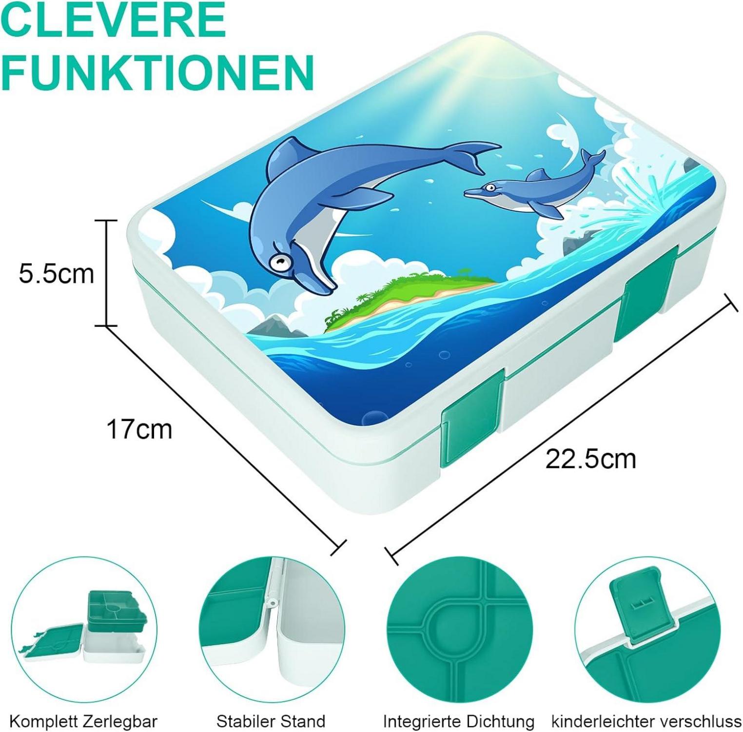 Brotdose mit Fächern 1300ml Bento-Box Auslaufsicher Jausenbox