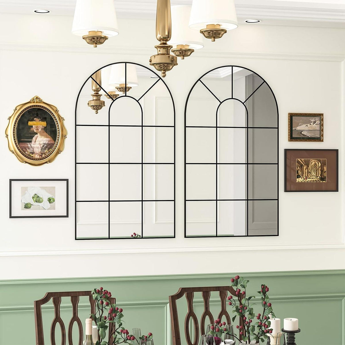 Gewölbter Wandspiegel Schwarz 105x60cm – Rustikaler Bogenspiegel