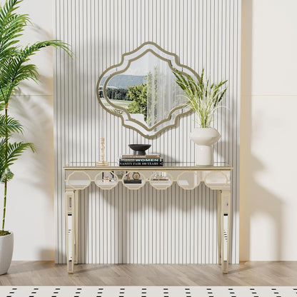 Konsolentisch Gold 120 cm Spiegelglas Luxus Design Wohnzimmer