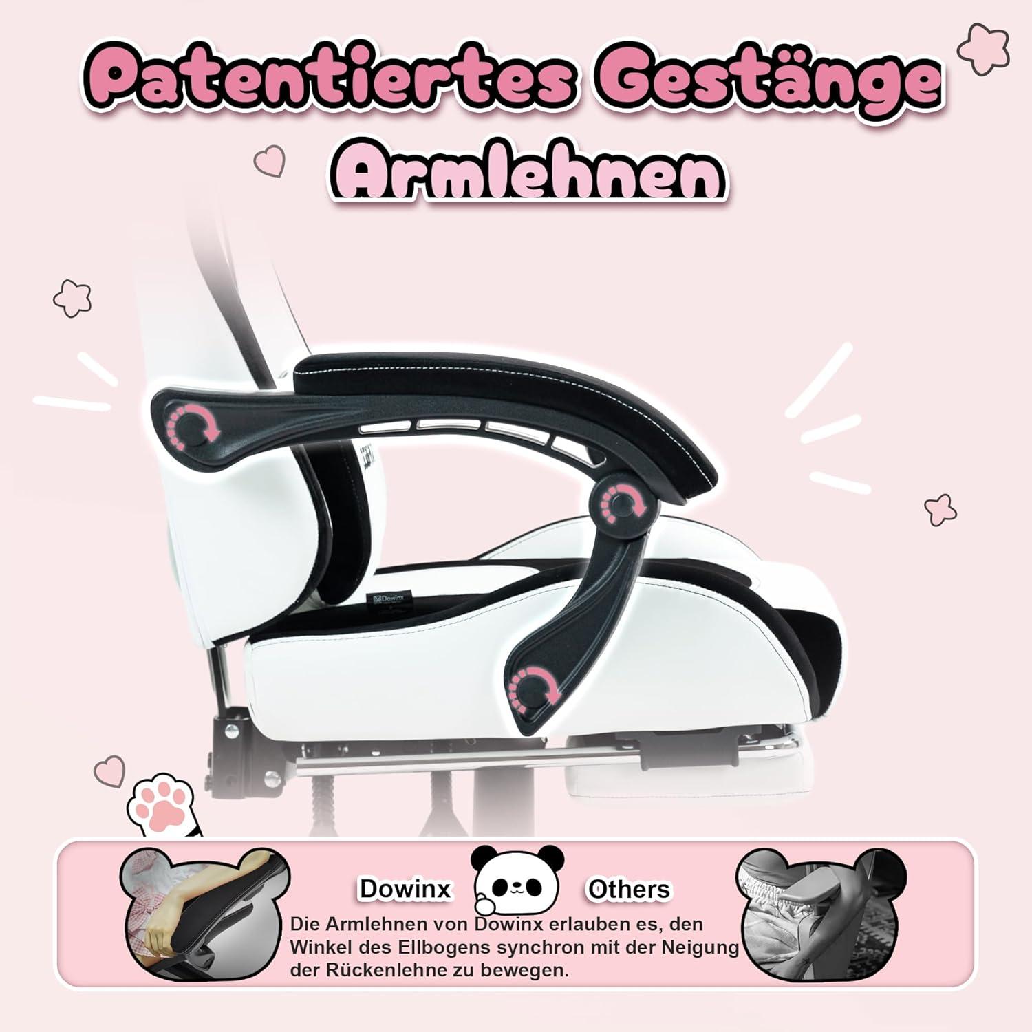 Dowinx Gaming Stuhl - Ergonomischer Computerstuhl mit Hoher Rückenlehne und Lendenwirbelstütze, Panda Edition