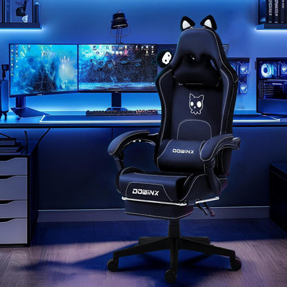 Dowinx Gaming Stuhl Weiße Katze - Ergonomisch mit PU-Leder