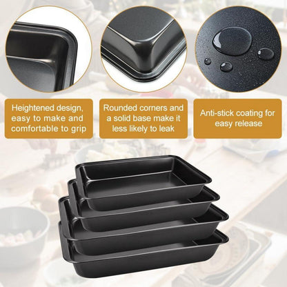 Backblech Set 4-teilig Rechteckig für Backofen Pizzablech Kuchenform
