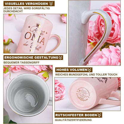 Geschenkset Oma & Opa – Tassen "Beste Oma Opa" mit Löffel & Karte