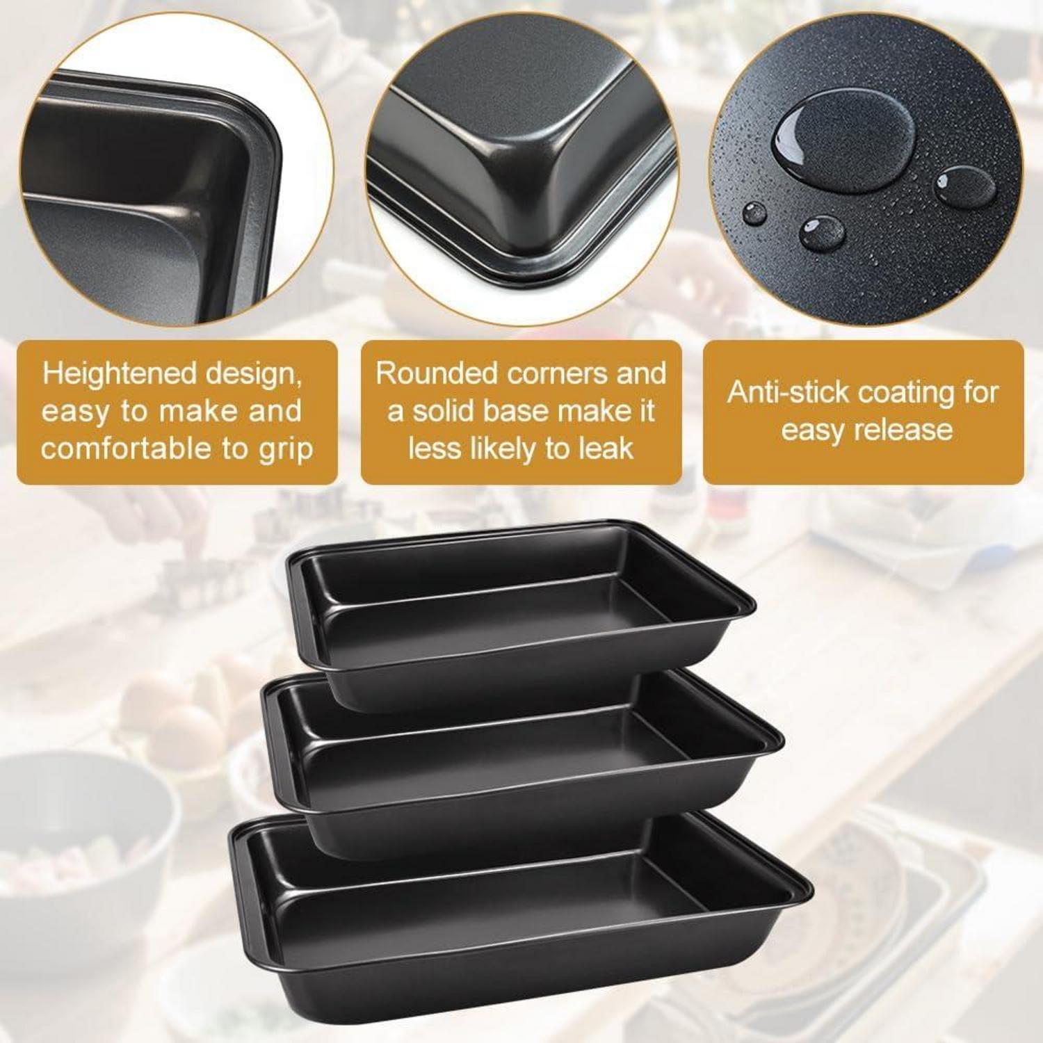 Backblech Set 3 Größen Rechteckig Universal Backofen Pizzablech Kuchenform