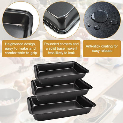 Backblech Set 3 Größen Rechteckig Universal Backofen Pizzablech Kuchenform