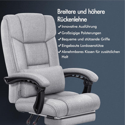 Ergonomischer Bürostuhl mit Fußstütze, hoher