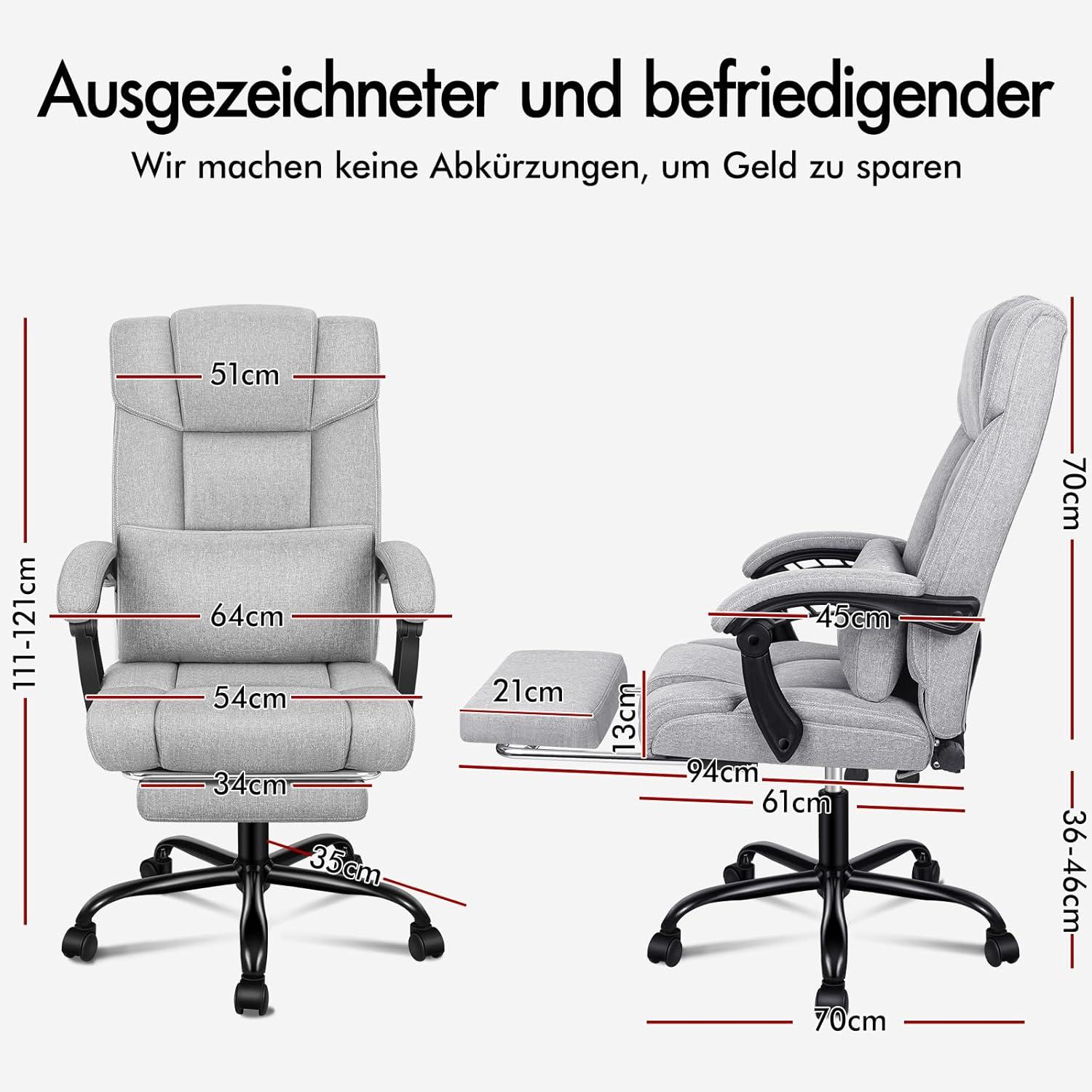 Ergonomischer Bürostuhl mit Fußstütze, hoher