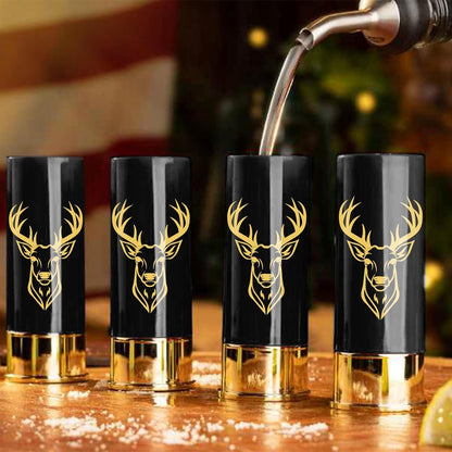 12 GA Schnapsgläser mit Hirschkopf, Geschenkbox, 45 ml, 4er