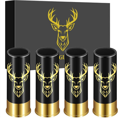 Schnapsgläser mit Hirschkopf 45ml Geschenkbox Jagd Männer Vatertag 12 GA Schwarz