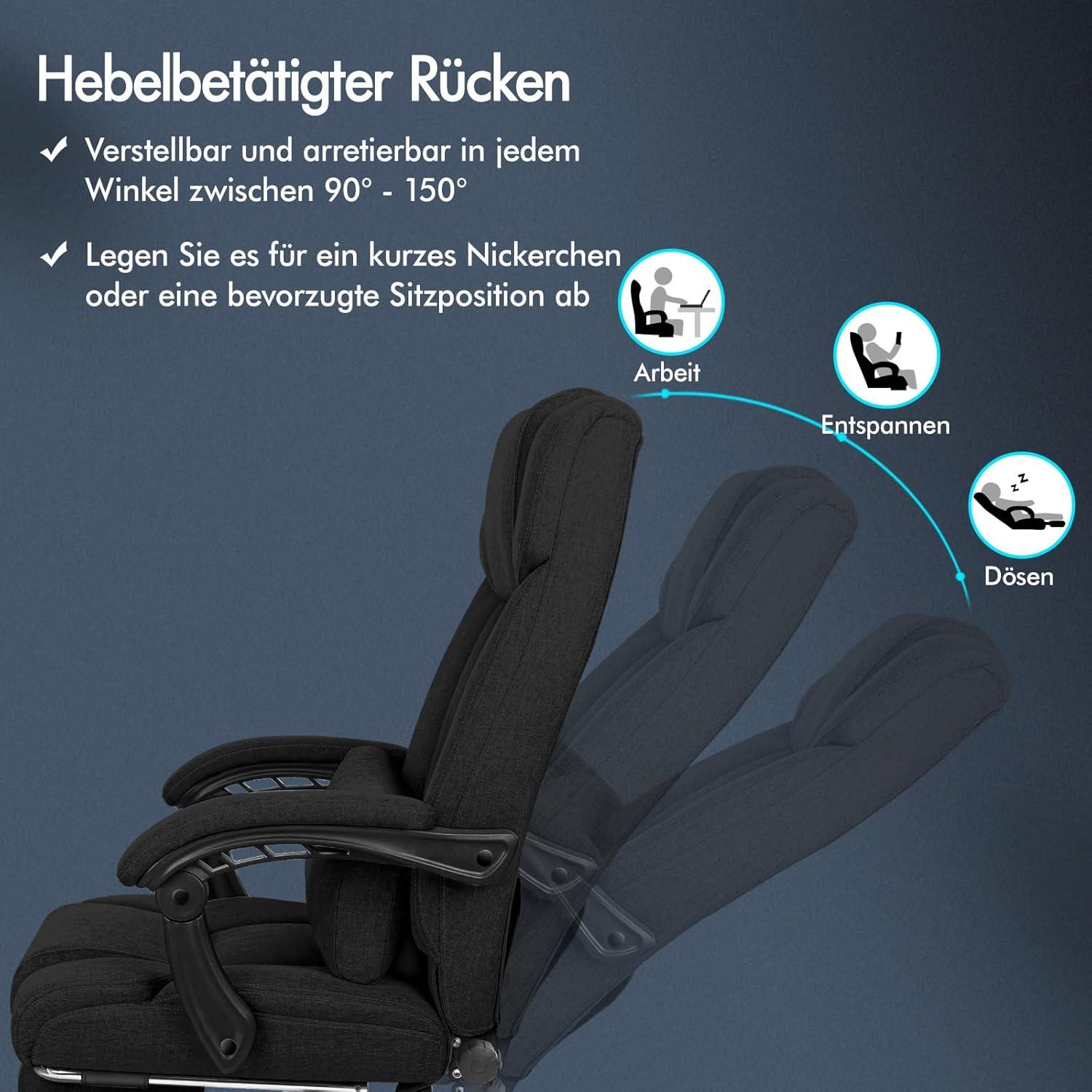 Ergonomischer Bürostuhl mit Fußstütze und hoher