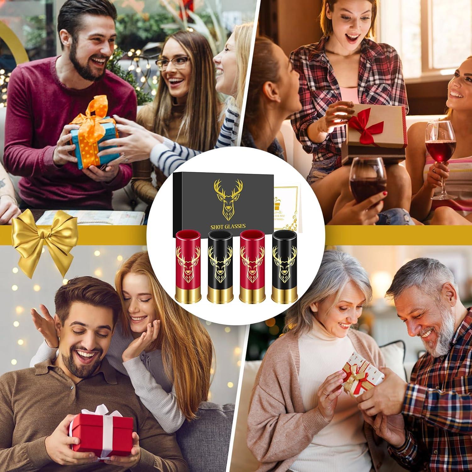 4er Set Schnapsgläser Hirschkopf 45ml Geschenkbox Hochzeit Vatertag Jäger