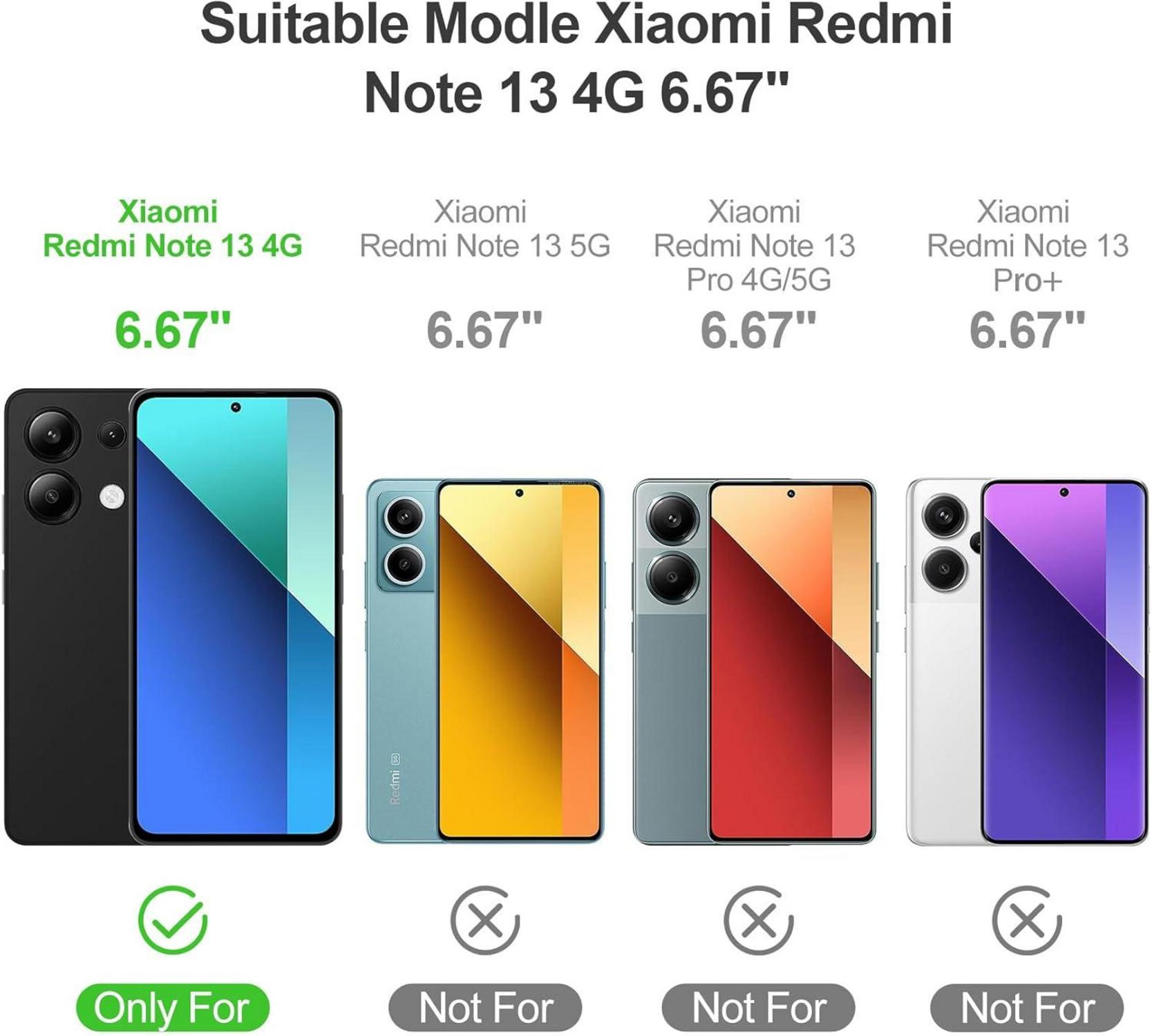 AROYI Xiaomi Redmi Note 13 4G Lederhülle & Schutzfolie