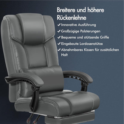 Ergonomischer Bürostuhl mit Fußstütze und hoher Rückenlehne