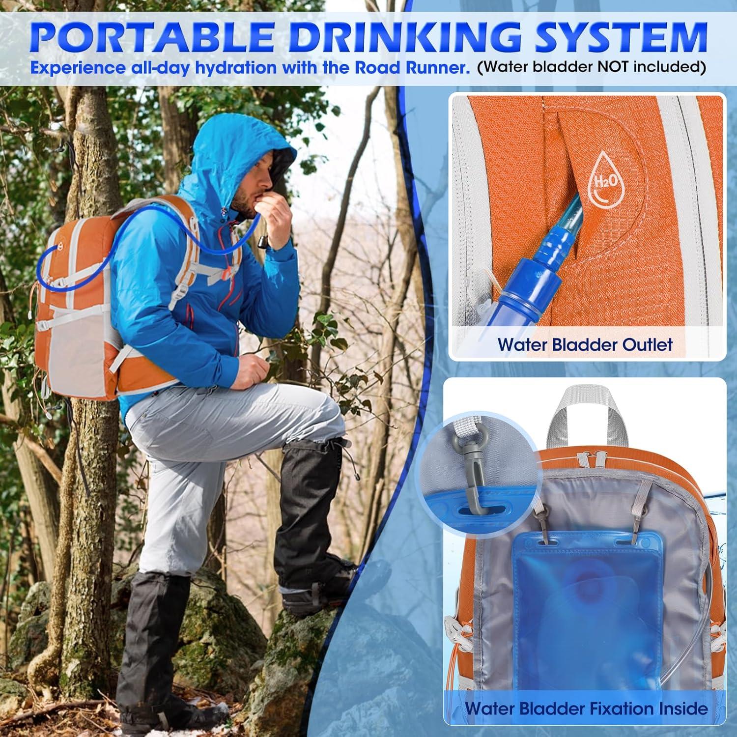 Wanderrucksack 40L Wasserdicht Leicht Faltbar Trekking Orange