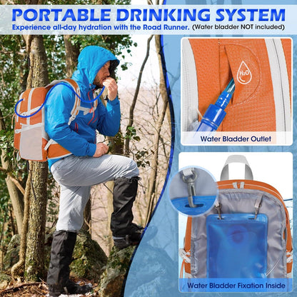 Wanderrucksack 40L Wasserdicht Leicht Faltbar Trekking Orange