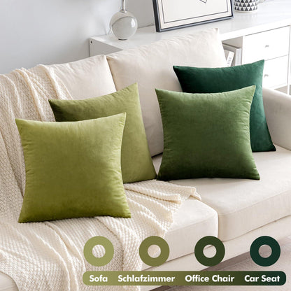 4er Set Samt Kissenhüllen 40x40 cm Salbeigrün Deko Bezüge