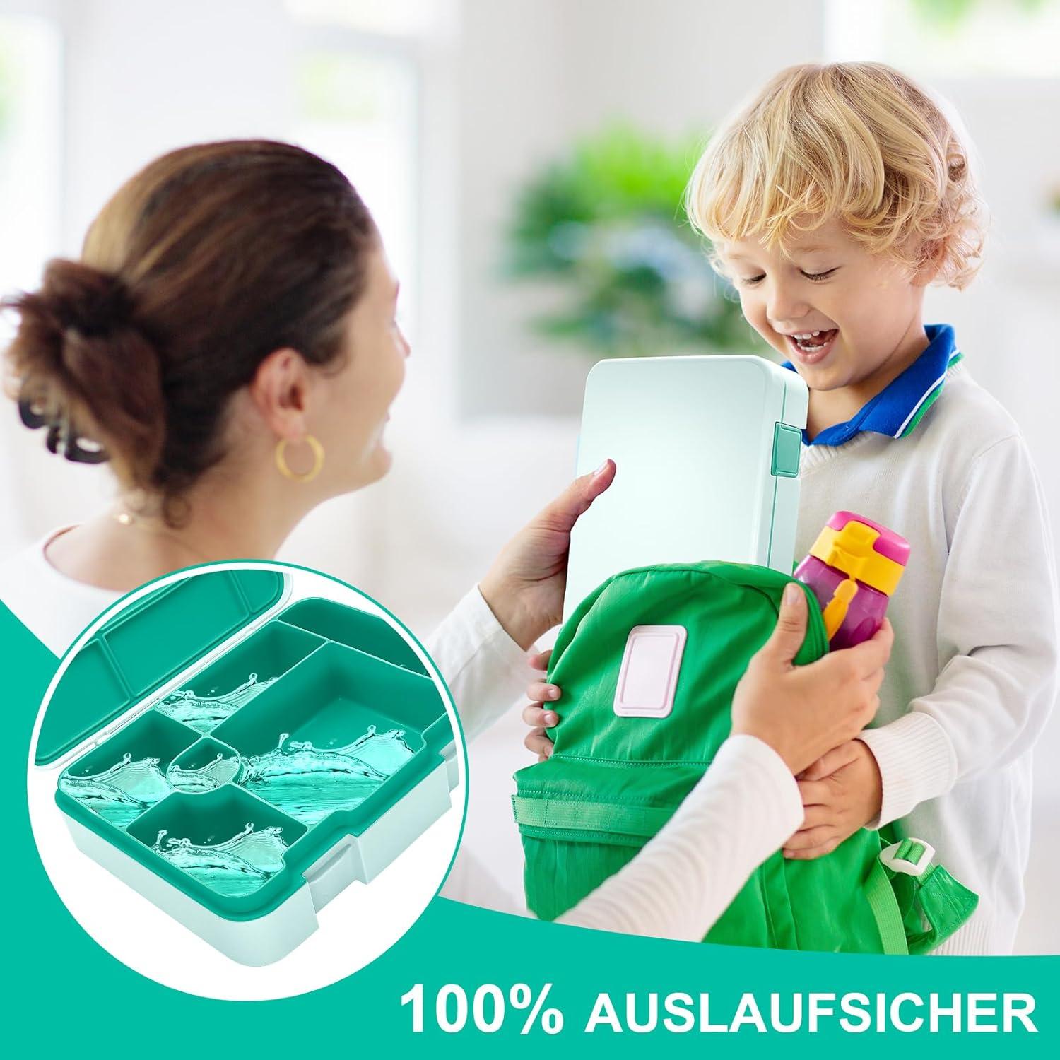 IJIAMY Brotdose Kinder mit Fächern Bento Box Auslaufsicher Lunchbox Jausenbox für Schule & Ausflüge