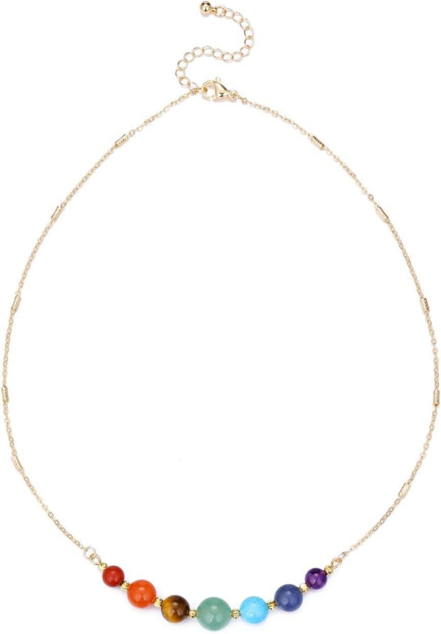 Edelstein 7 Chakra Heilsteine Kristall Halskette Einstellbar Kette