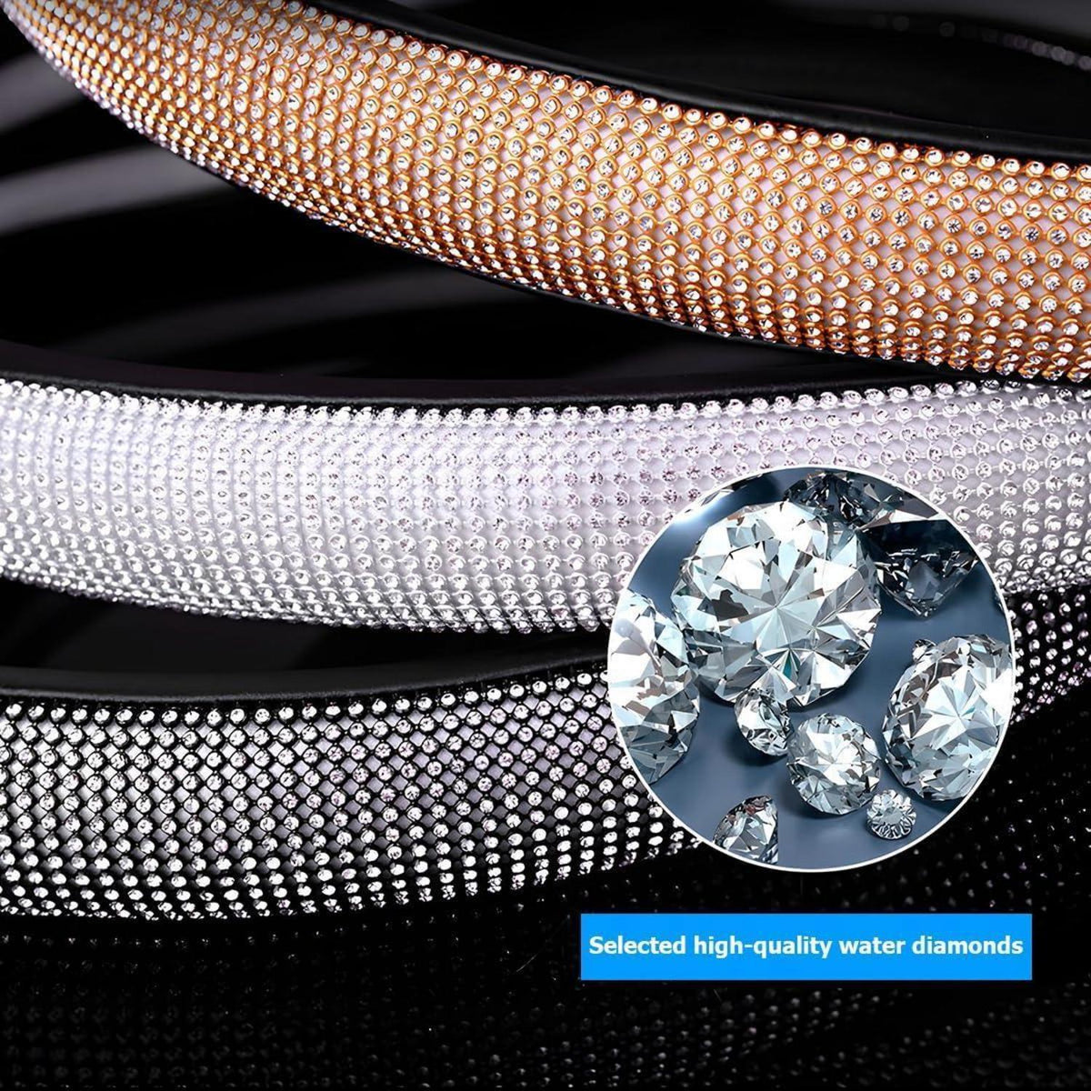 Diamant Lenkradabdeckung Kristall Auto Zubehör Weiß