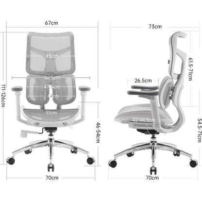 Ergonomischer Bürostuhl mit dualer Lordosenstütze und 4D-Armlehnen (Weiß)