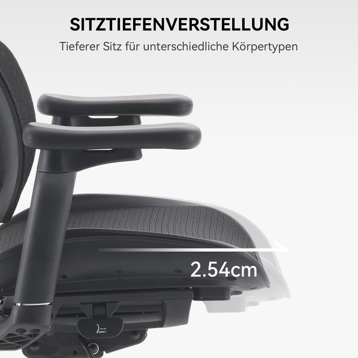 Ergonomischer Bürostuhl mit dualer Lordosenstütze und 4D-Armlehnen
