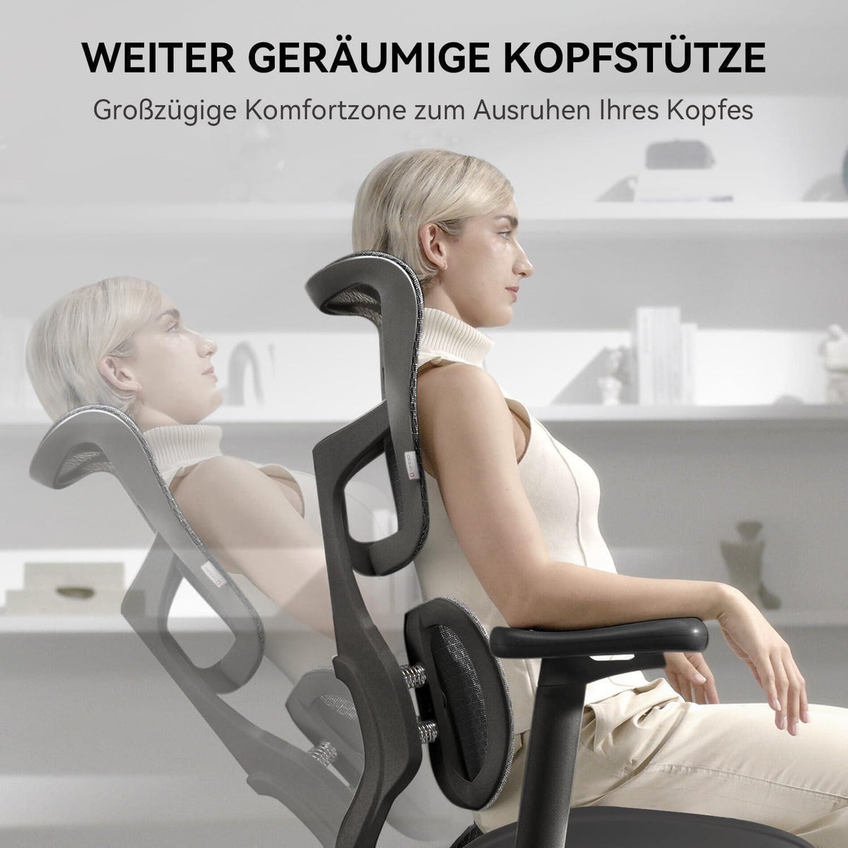 Ergonomischer Bürostuhl mit dualer Lordosenstütze und 4D-Armlehnen