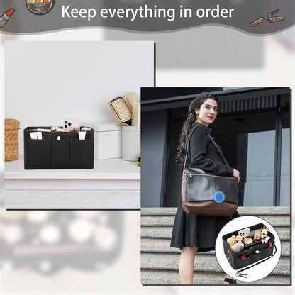 Filz Taschenorganizer M Schwarz mit vielen Fächern
