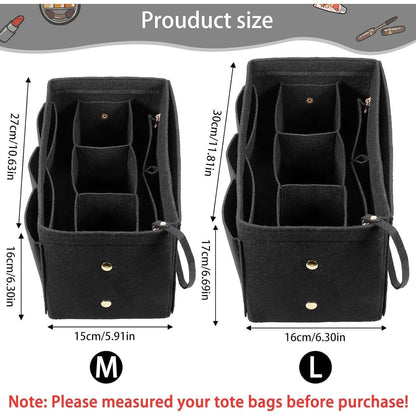 Filz Taschenorganizer M Schwarz mit vielen Fächern