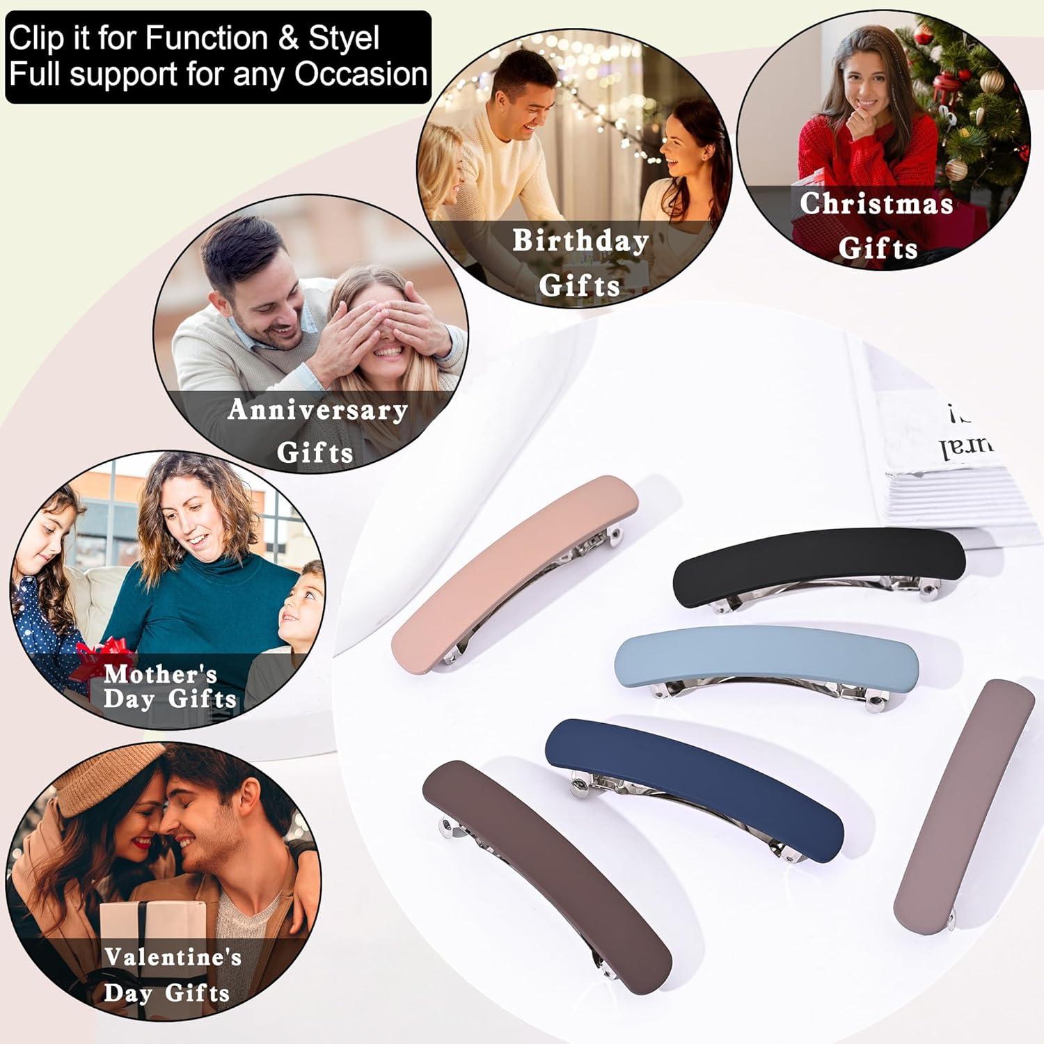 4er Pack große Haarspangen Damen dickes feines Haar elegant matt 8,5 cm