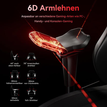 AutoFull M6 Gaming Stuhl mit dynamischer Rückenstütze, Schwarz