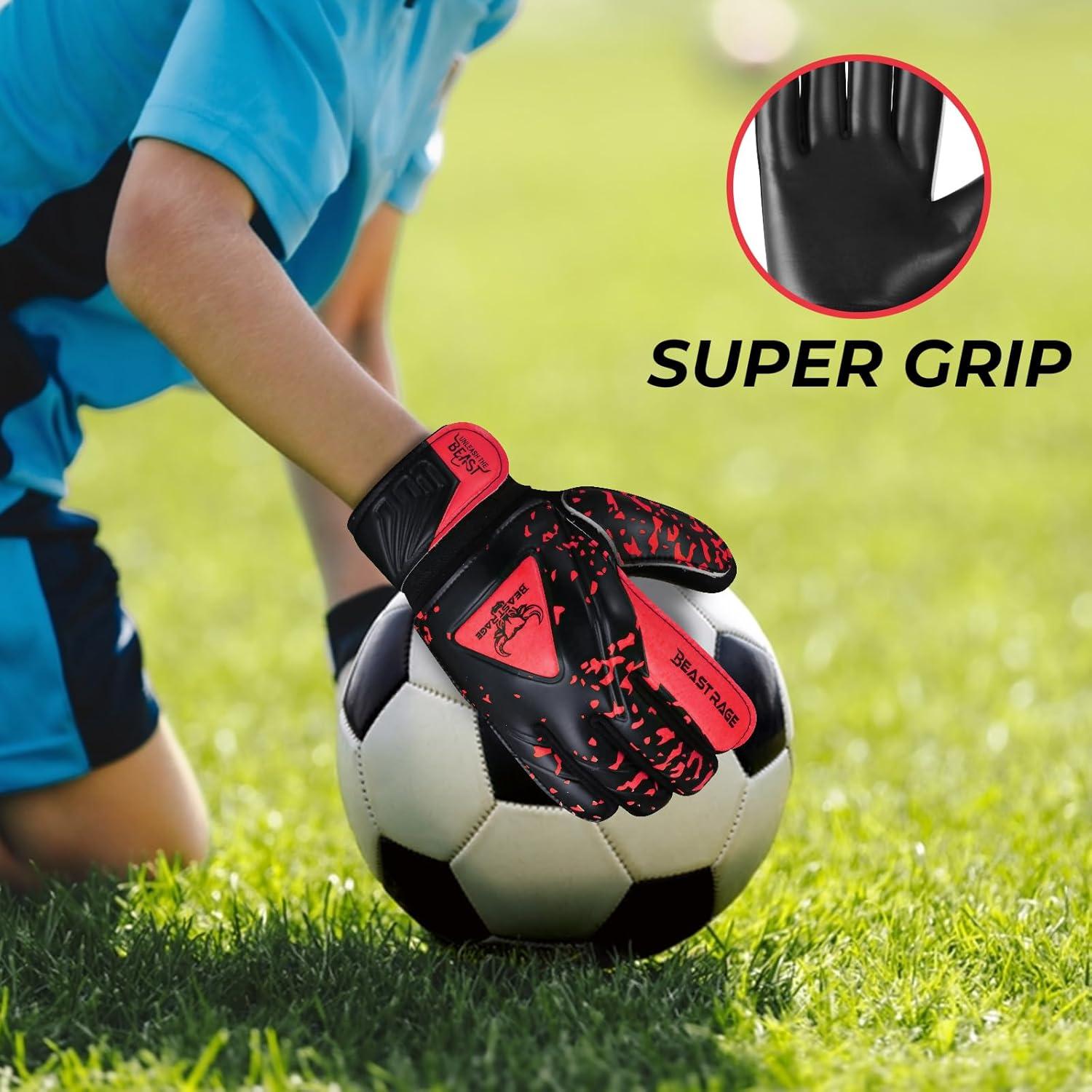 Kinder Torwarthandschuhe Jugend Fußball doppelter Grip Größe 6 Rot