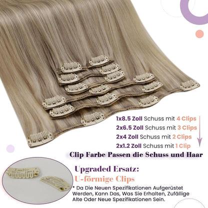 Echthaar Clip-Ins Blond Highlights 55cm