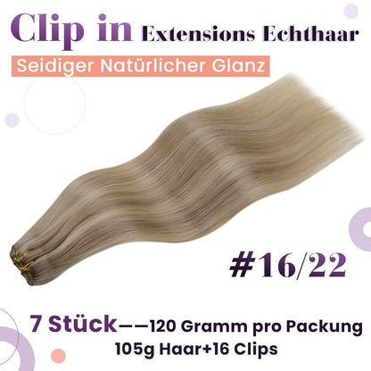 Echthaar Clip-Ins Blond Highlights 55cm