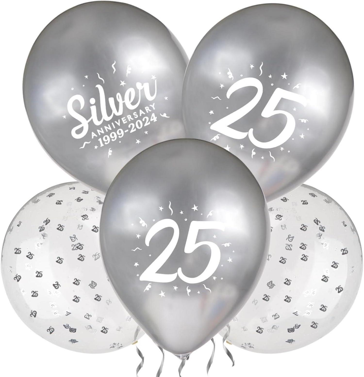 Silberhochzeit Luftballons 24 Stück 25. Jubiläum Deko