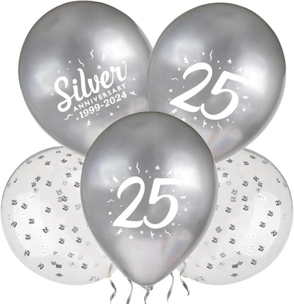 Silberhochzeit Luftballons 24 Stück 25. Jubiläum Deko