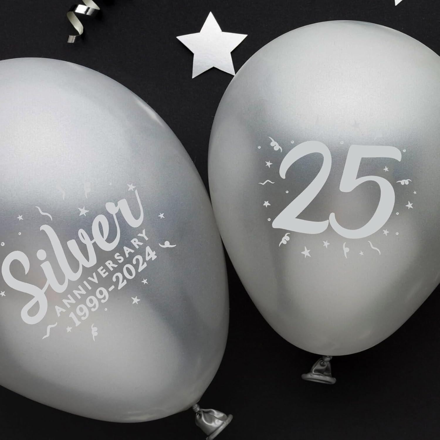 Silberhochzeit Luftballons 24 Stück 25. Jubiläum Deko