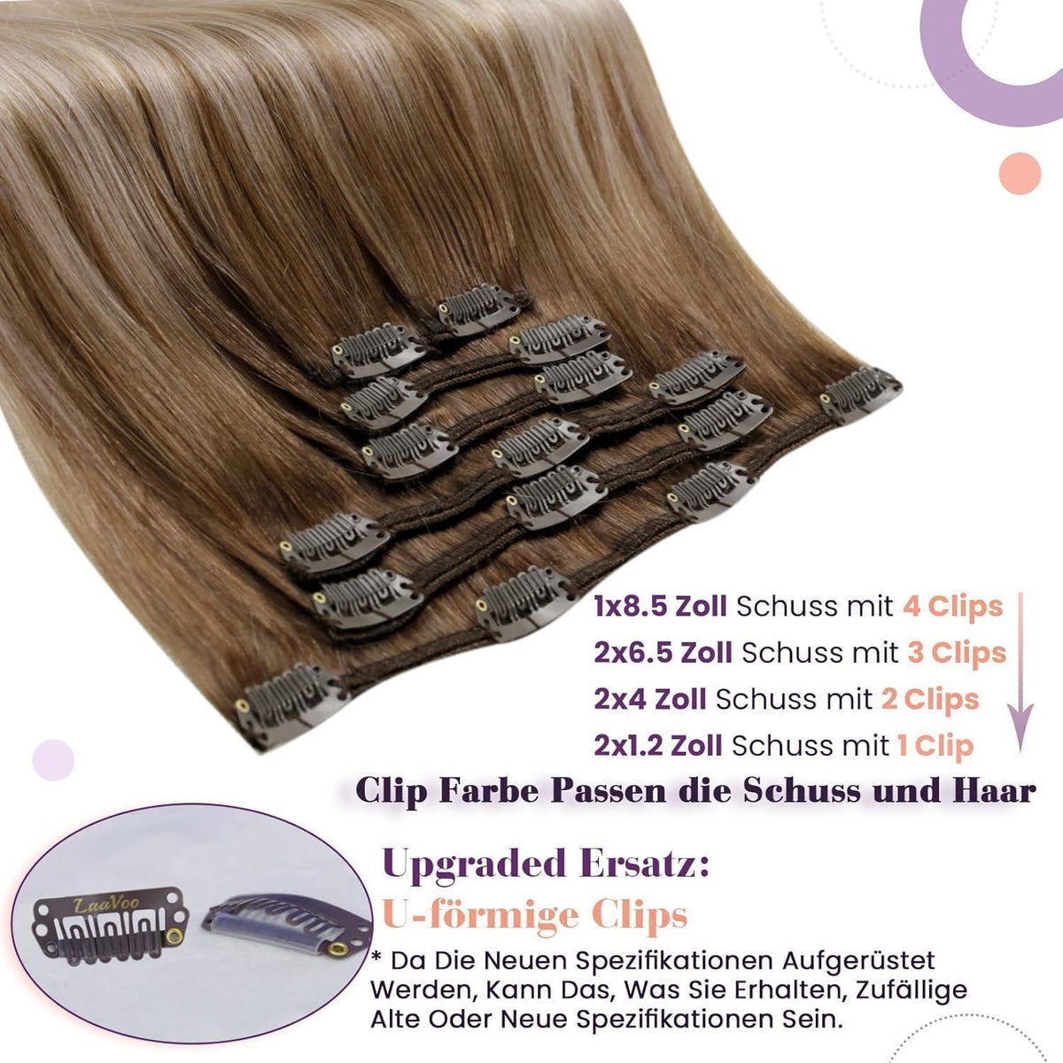 Clip-in Echthaar Extensions Ombre Blond bis Hellbraun 50cm
