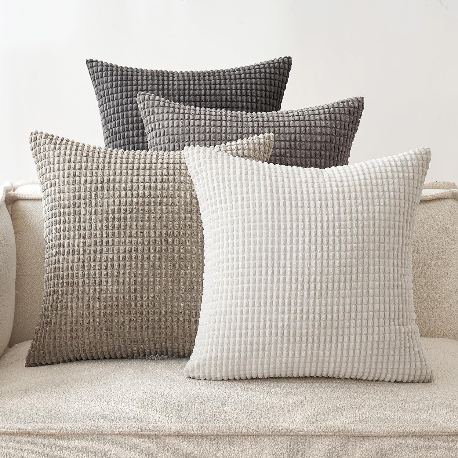 Kordsamt Kissenbezug 4er Set Dekokissen Granulat Sofa Weich Zierkissen