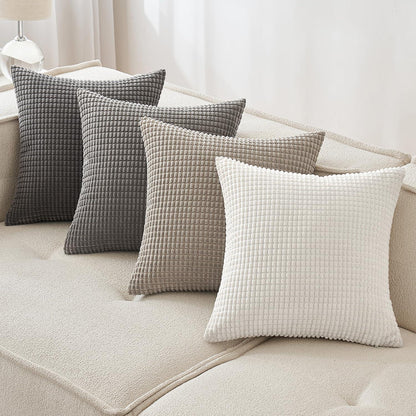 Kordsamt Kissenbezug 4er Set Dekokissen Granulat Sofakissen 45x45 cm
