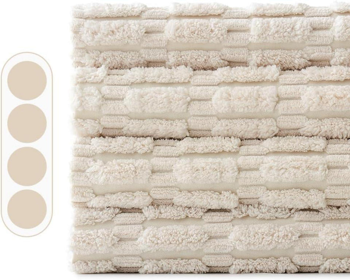 EMEMA Kordsamt Kissenbezüge 4er Set 45x45 cm Creme Sofa